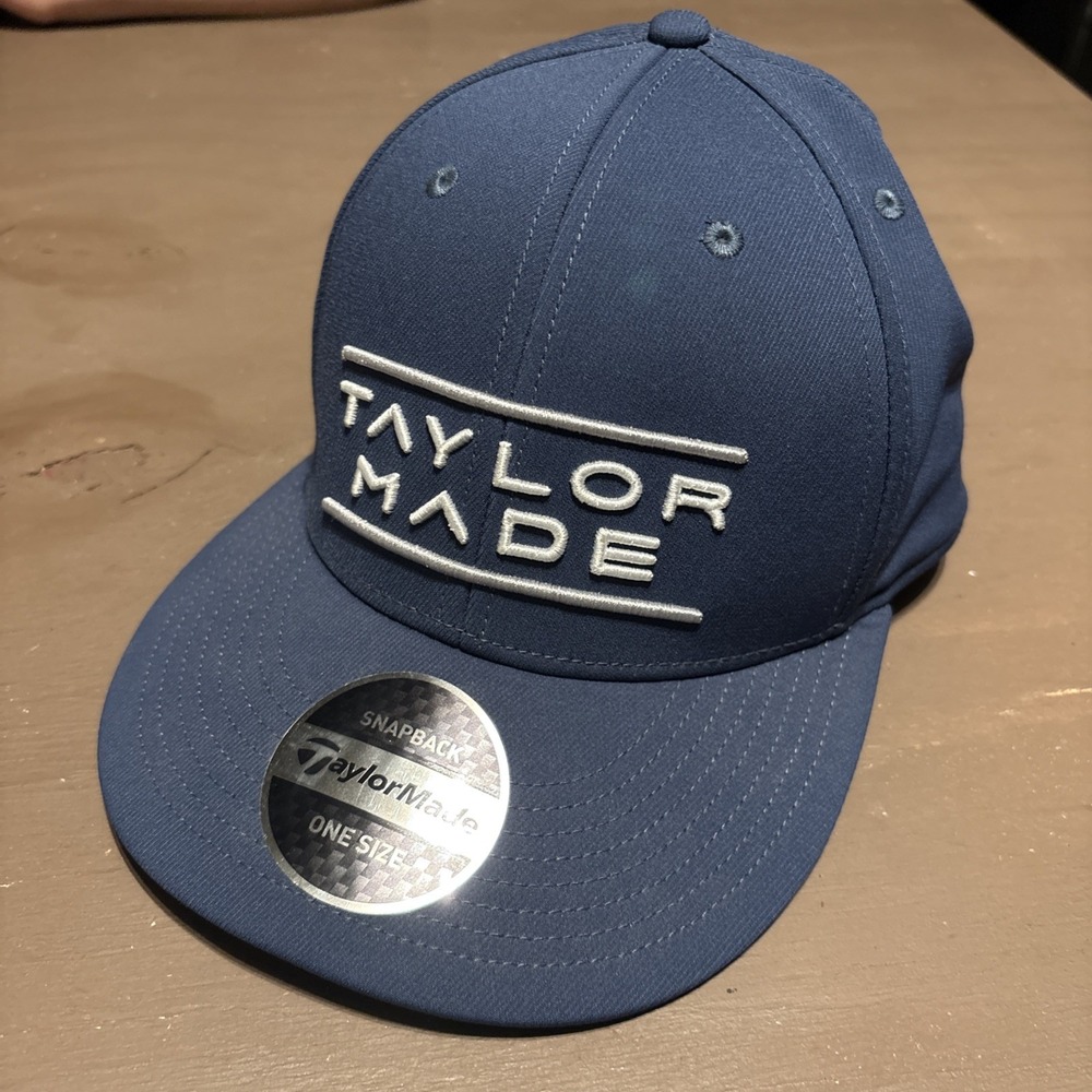TaylorMade Lifestyle "Made" Flatbill Stretch Snapback Golf Hat Navy OSFA NEW!